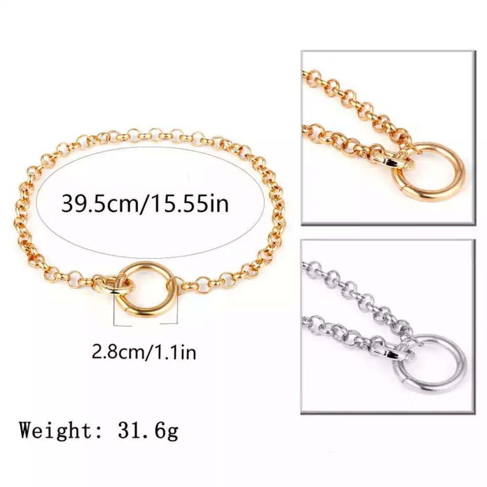 New Women Clavicle Necklace Gold circle Pendant Choker Trendy Chain Jewelry - Picture 4 of 4